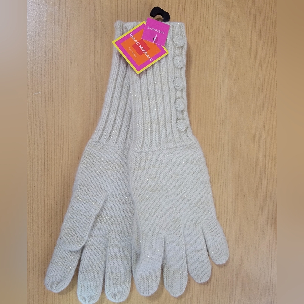 Vintage Cashmere Gloves. Ivory with Gold Fleck- Yummy Cozy!